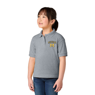 Michigan Arch Logo EMB Youth Dryblend Jersey Polo