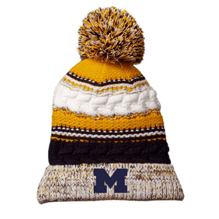 UGP Michigan Primary Pom Pom Team Beanie - True Navy/Gold/White