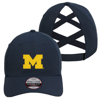 Michigan Puff Block M Imperial The Hinsen Performance Ponytail Cap - Navy