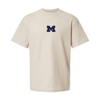 Michigan Block M EMB Unisex Pique Mockneck Tee - Bone