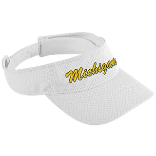 Michigan Script Athletic Mesh Visor - White