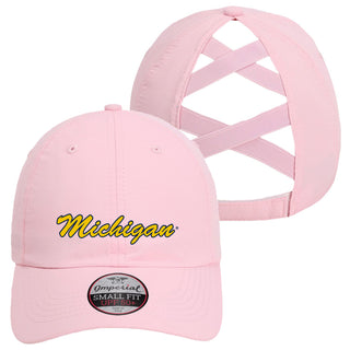 Michigan Script Imperial The Hinsen Performance Ponytail Cap - Light Pink
