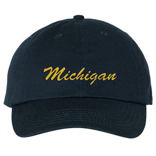Michigan Script Wordmark Dad Hat - Navy