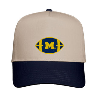 Michigan Football Outline Five-Panel Twill Cap - Khaki/Navy