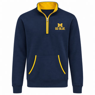 Michigan Go Blue EMB BTB Trim 1/4 Zip - Navy/Maize