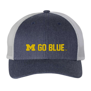 Michigan Spirit Block Low Profile Trucker Cap - Heather Navy/Silver