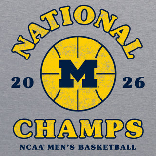 Michigan 2026 Basketball National Champions Retro Shootout NLA T-Shirt - Heather Grey