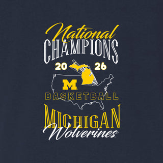 Michigan 2026 Basketball National Champions USA Triblend T-Shirt - Solid Navy Triblend