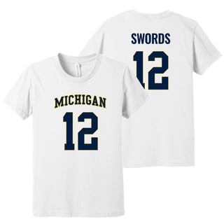 Michigan NIL Swords 12 Canvas Jersey Youth T-Shirt - White