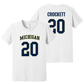 Michigan NIL Crockett 20 Canvas Jersey Youth T-Shirt - White