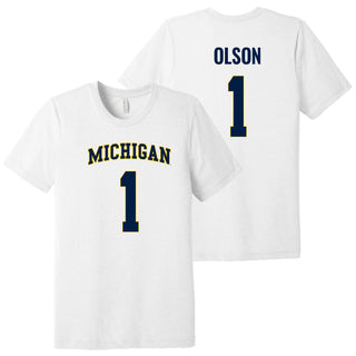 Michigan NIL Olson 1 Canvas Triblend T-Shirt - Solid White