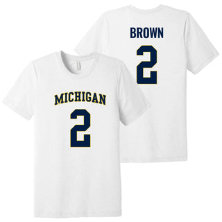 Michigan NIL Brown 2 Canvas Triblend T-Shirt - Solid White