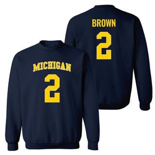 Michigan NIL Brown 2 Crewneck Sweatshirt - Navy