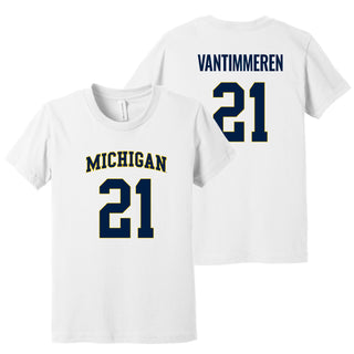 Michigan NIL VanTimmeren 21 Canvas Jersey Youth T-Shirt - White