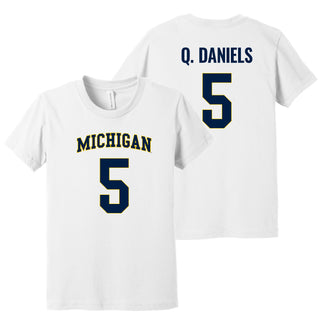 Michigan NIL Daniels 5 Canvas Jersey Youth T-Shirt - White