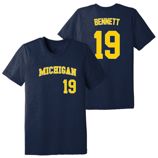 Michigan NIL Softball Bennett 19 Triblend T-Shirt - Solid Navy