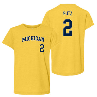 Michigan NIL Softball Putz 2 Triblend Youth T-Shirt - Yellow Gold