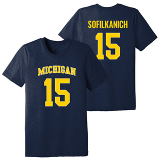 Michigan NIL Basketball Sofilkanich 15 Triblend T-Shirt - Solid Navy