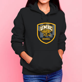 UMBC Retrievers Shield Logo Baseball Hoodie - Black