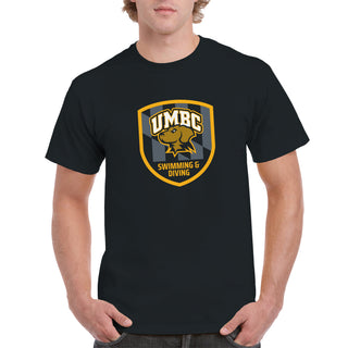 UMBC Retrievers Shield Logo Swimming & Diving T-Shirt - Black
