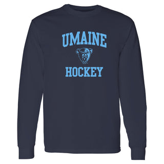 Maine Arch Logo Hockey Long Sleeve - Navy