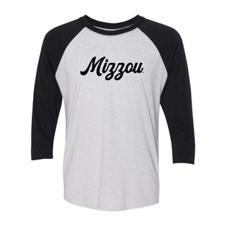 Missouri Tigers Script Logo 3/4 Sleeve Raglan T-Shirt - Htr White/Vtg Black