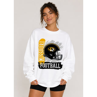Missouri Tigers 90s Big Print JA BTB Fleece Crewneck - White