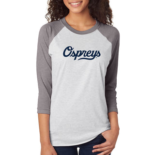 North Florida Script Logo NLA Triblend 3/4 Sleeve Raglan - Htr White / Prem Heather