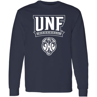 North Florida Ospreys Arch Logo Baseball Long Sleeve T-Shirt - Navy