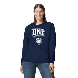 North Florida Ospreys Arch Logo Baseball Long Sleeve T-Shirt - Navy