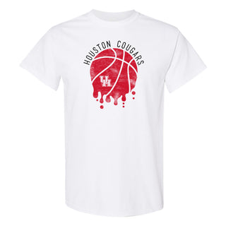University of Houston Cougars Basketball Dribble Basic Cotton Short Sleeve T Shirt - White