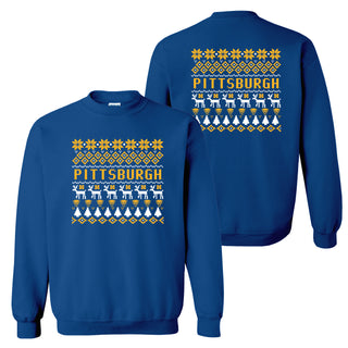 Pittsburgh Panthers Holiday Sweater Crewneck Sweatshirt - Royal