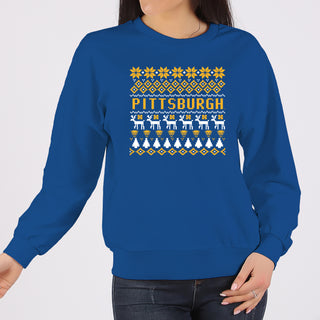 Pittsburgh Panthers Holiday Sweater Crewneck Sweatshirt - Royal