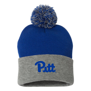 Pittsburgh Primary Logo Pom Pom Cuffed Beanie - Royal/Heather Grey