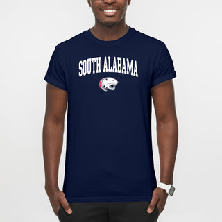 South Alabama Jaguars Arch Logo T Shirt - Navy