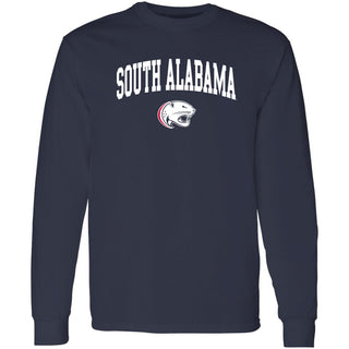 South Alabama Jaguars Arch Logo Long Sleeve T Shirt - Navy