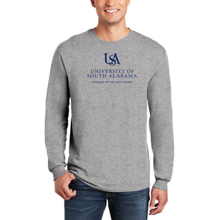 South Alabama Jaguars Institutional Logo Long Sleeve T Shirt - Sport Grey