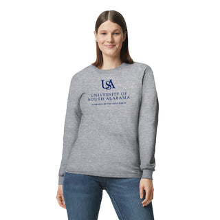 South Alabama Jaguars Institutional Logo Long Sleeve T Shirt - Sport Grey