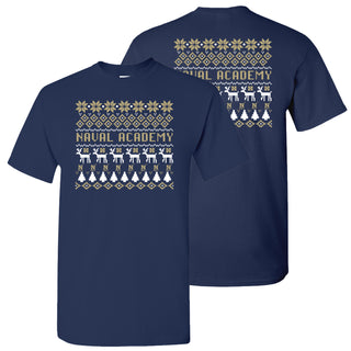 United States Naval Academy Holiday Sweater T-Shirt - Navy