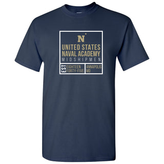 US Naval Academy Box Label T Shirt - Navy
