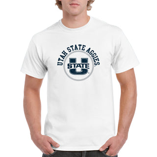 Utah State Aggies Distressed Circle Logo T-Shirt - White