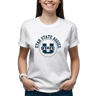 Utah State Aggies Distressed Circle Logo T-Shirt - White