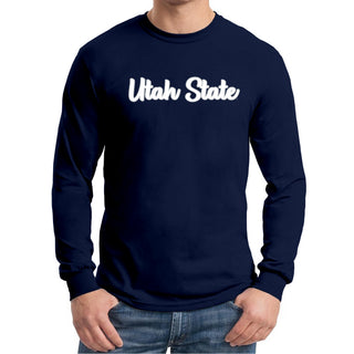 Utah State Aggies Basic Script Long Sleeve - Navy