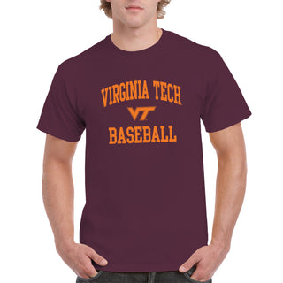 Virginia Tech Arch Logo Baseball T-Shirt - Maroon