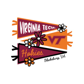 Virginia Tech Cute Pennant Womens Fine Jersey Boxy Tee - White