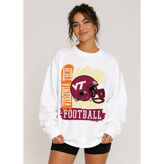 Virginia Tech 90s Big Print Crewneck - White