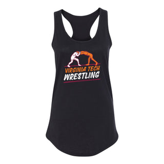 Virginia Tech Wrestling Sketch Racerback Tank Top - Black