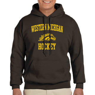 Western Michigan University Broncos Arch Logo Hockey Hooded Sweatshirt - Dark Chocolate
