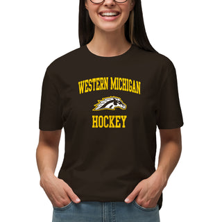 Western Michigan University Broncos Arch Logo Hockey Short Sleeve T Shirt - Dark Chocolate