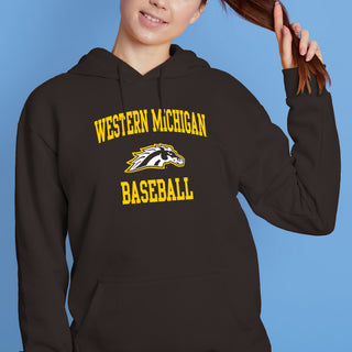 Western Michigan Arch Logo Baseball Hoodie - Dark Chocolate